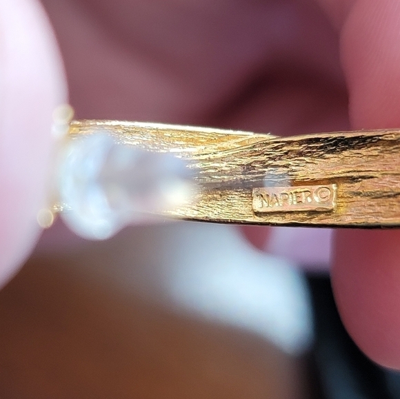 Napier Goldtone Twisted Hoop Earrings #766 - Picture 7 of 11